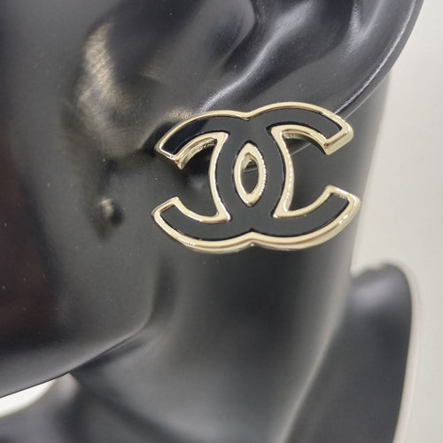 Chanel Black 18K Gold Earrings