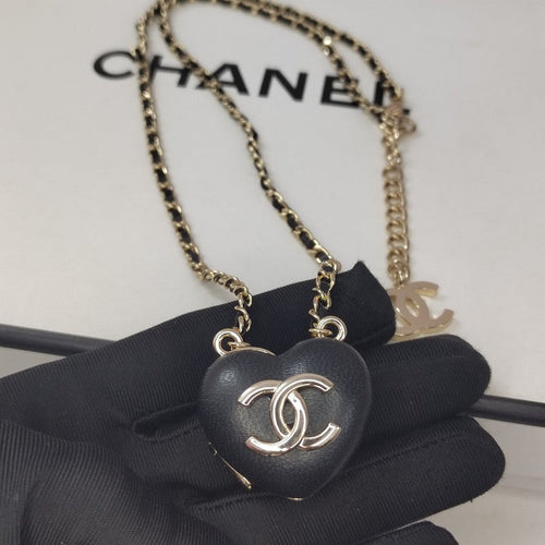 Chanel Black Heart Gold 18K Gold Necklace