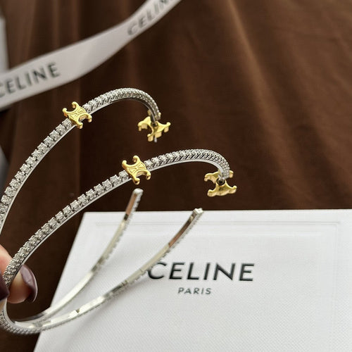 Celine Gourmette Crystals 18K Gold Earrings