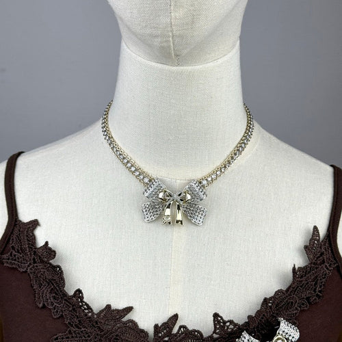 Chanel 25K Bow Tie Choker 18K Gold Necklace