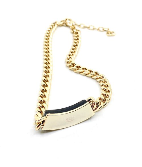 Chanel Black Logo Chain 18K Gold Necklace