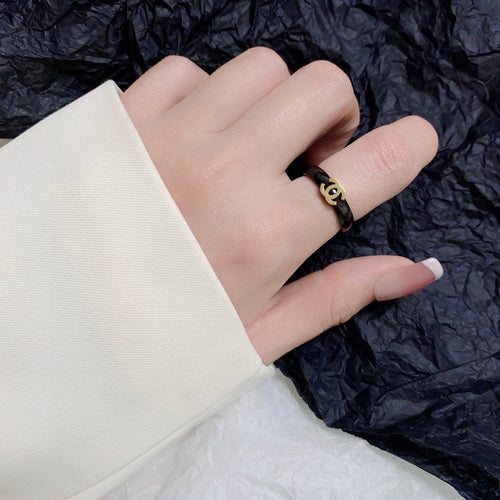 Chanel Black 18K Gold Ring