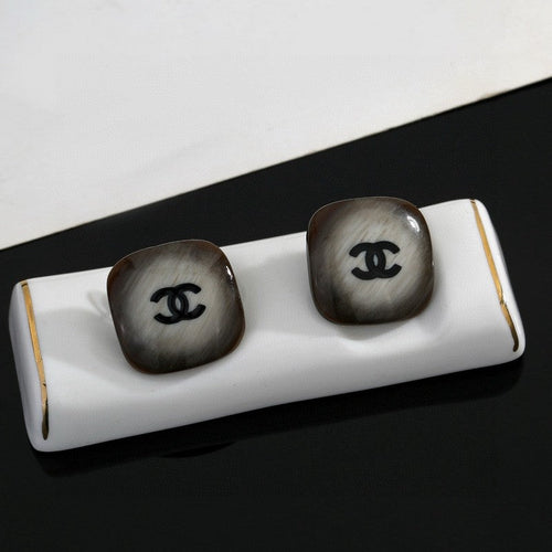 Chanel Black Square 18K Gold Earrings
