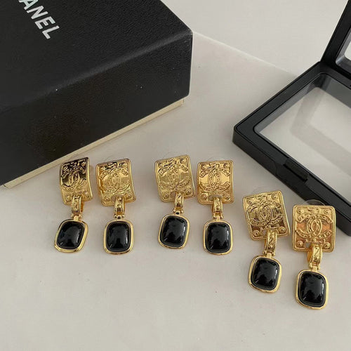 Chanel Black Pearl 18K Gold Earrings