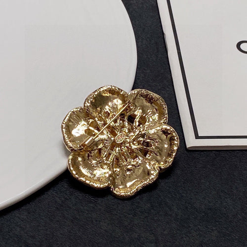 Chanel Black Flower 18K Gold Brooch