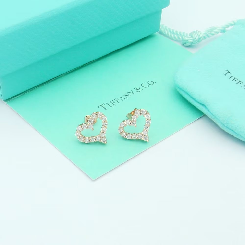 Tiffany Heart Diamonds 18K Gold Earrings