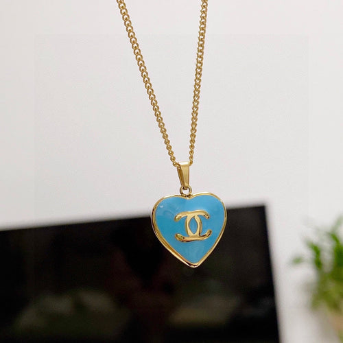 Chanel Blue Heart 18K Gold Necklace